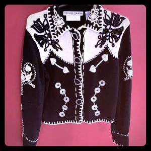 Western style embroidered cotton sweater